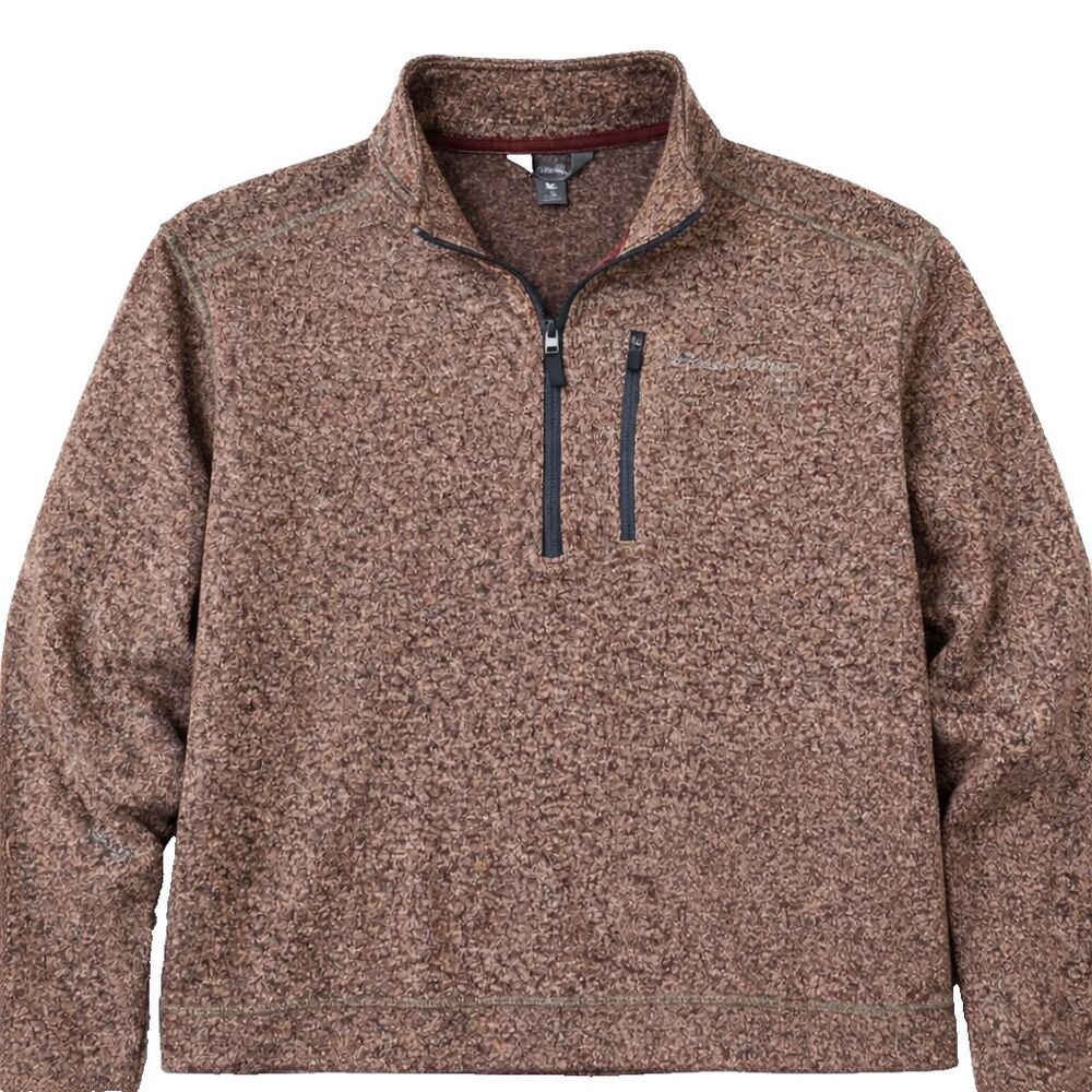 Eddie Bauer Quarter Zip Fleece Pullover Men's XL Rust Red Heather Sweater Knit
